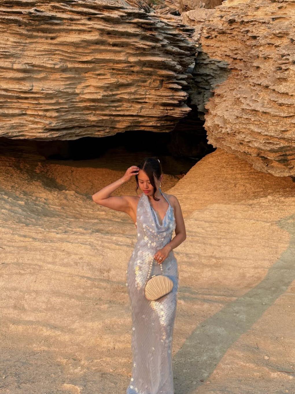 Guest wearing a festival outfit outdoors